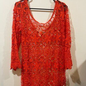 H&M and Coachella Collab Size Medium Crochet Dress Orange